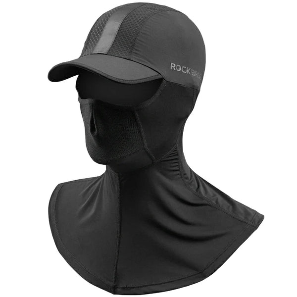 Black balaclava with cap and neck protection on a white background #Color_Balaclava