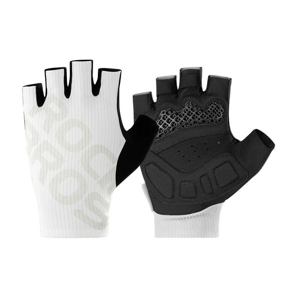 Anti-slip cycling gloves with breathable mesh and palm vents. #color_White