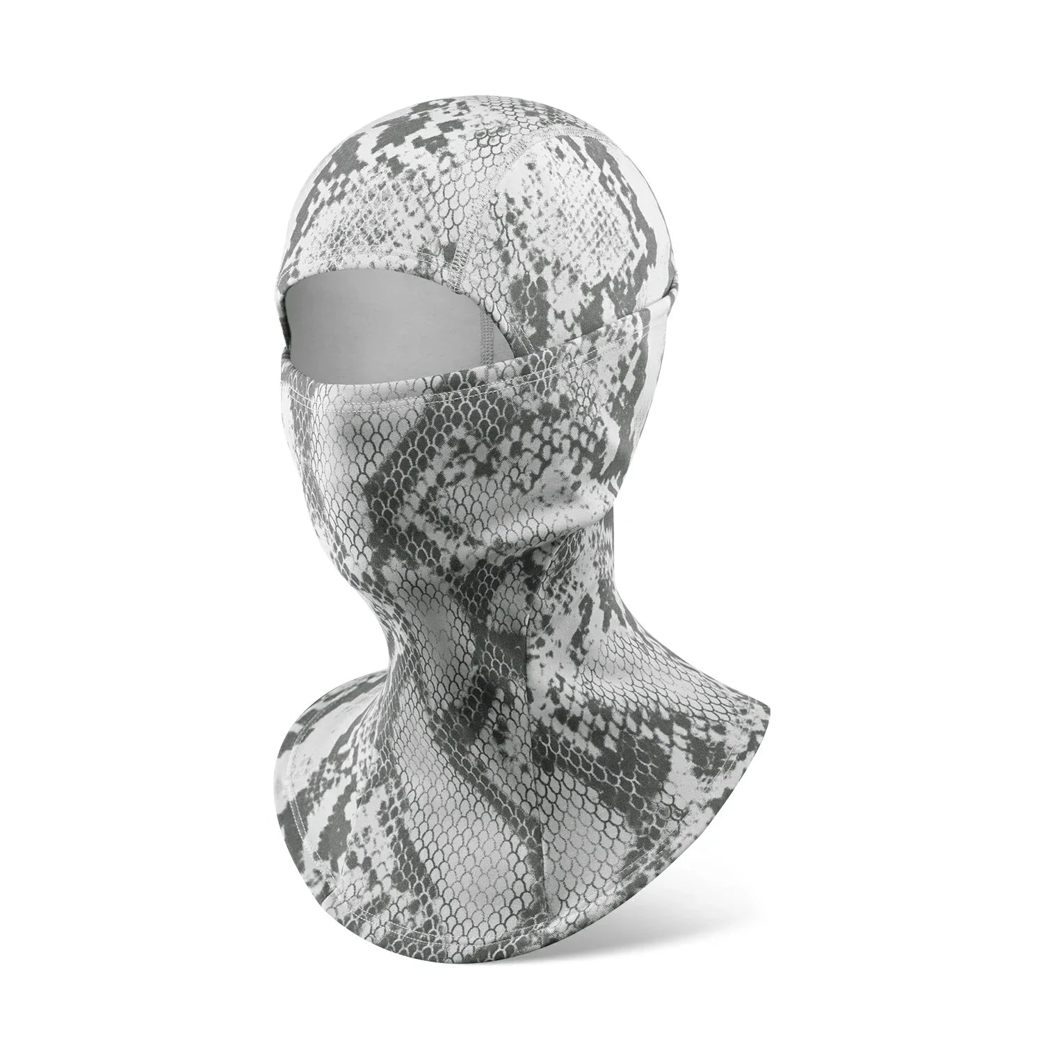 Camouflage balaclava on a mannequin head against a white background #color_Serpentine gray