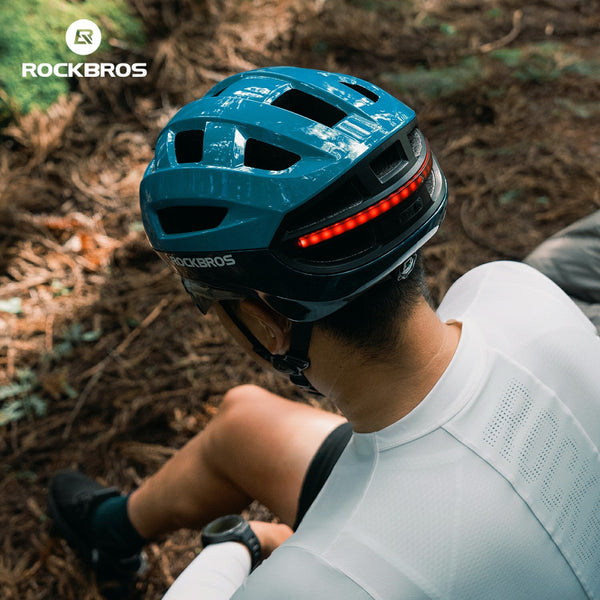 ROCKBROS Steering Remote Smart Riding Helmet with Bike Headlight and ...