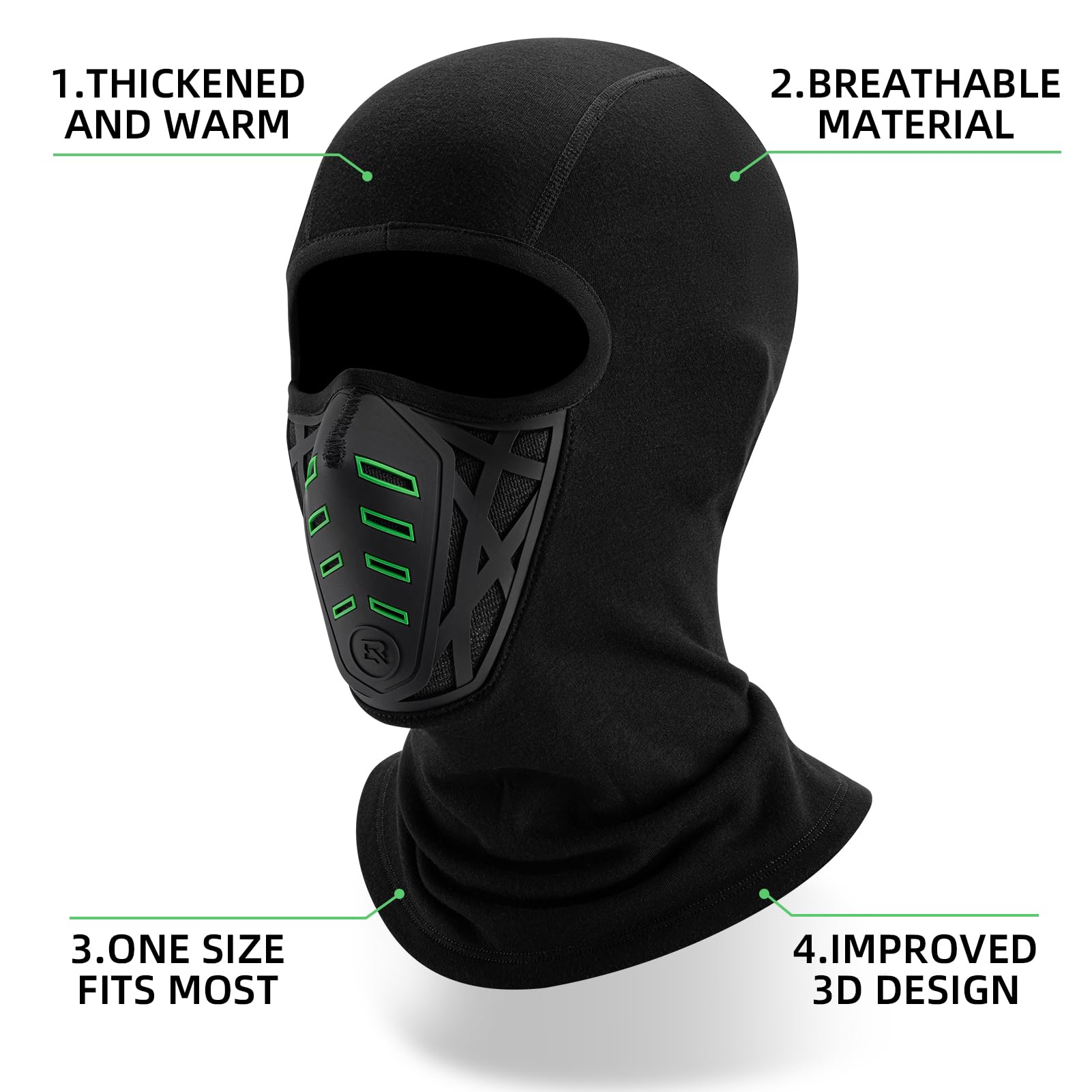 ROCKBROS Balaclava Ski Mask Thermal Windproof Balaclava Mask 3D Design