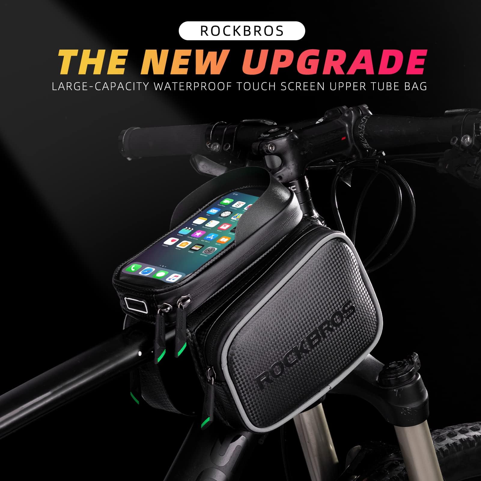 ROCKBROS Waterproof Bike Top Tube Bag - Phone Bag for 6.2 & Under - ROCKBROS