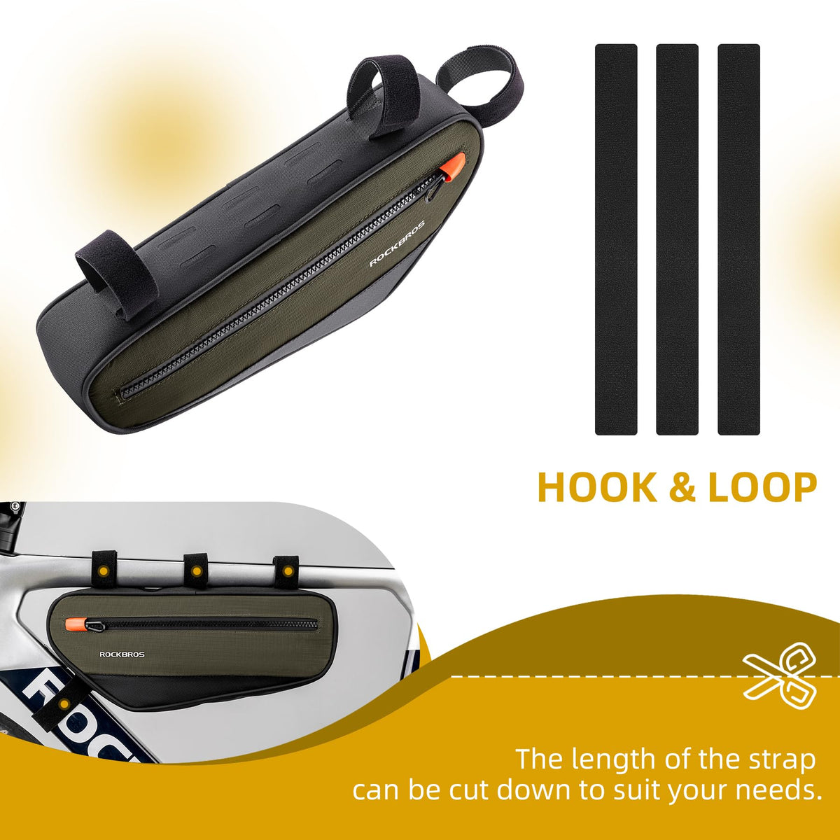 ROCKBROS frame bag mounted on a bicycle frame