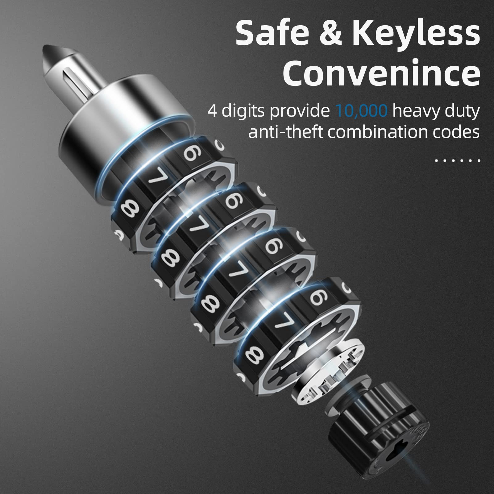 3.2FT Bike Chain Lock Anti-Theft Security Lock Resettable Combination 2 Keys