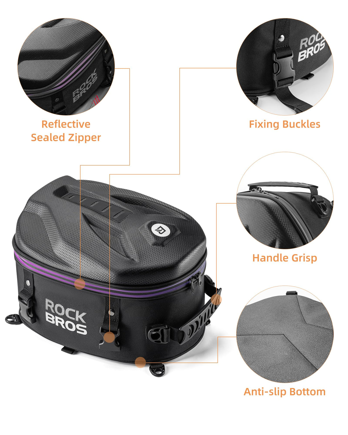 ROCKBROS 12.5L hard shell waterproof motorcycle tail bag - image 6