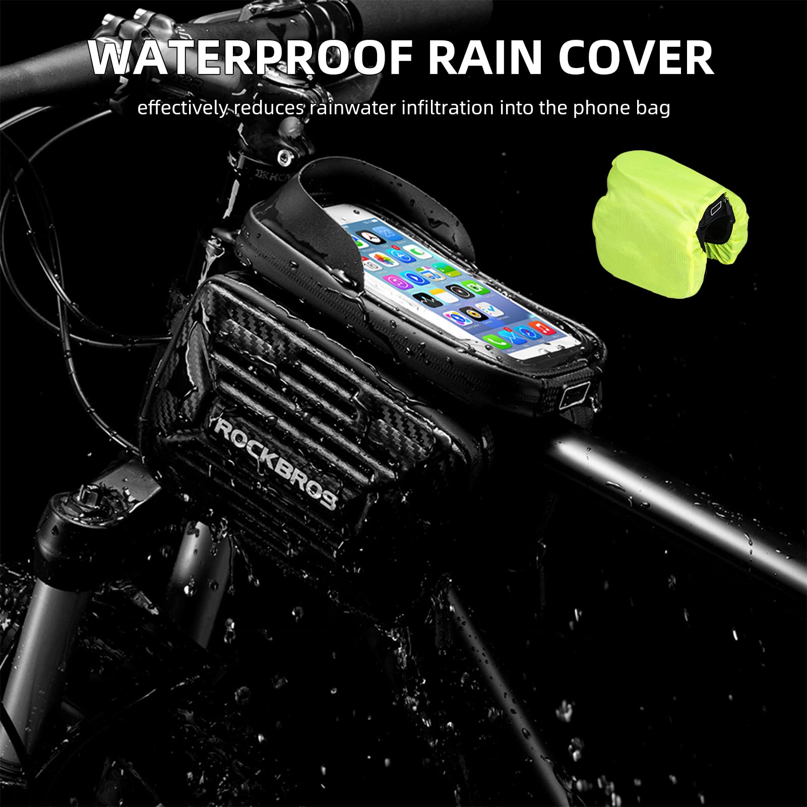 Bike Waterproof Front Frame Pouch Top Tube Handlebar Bag Below 6.2”/5.8”