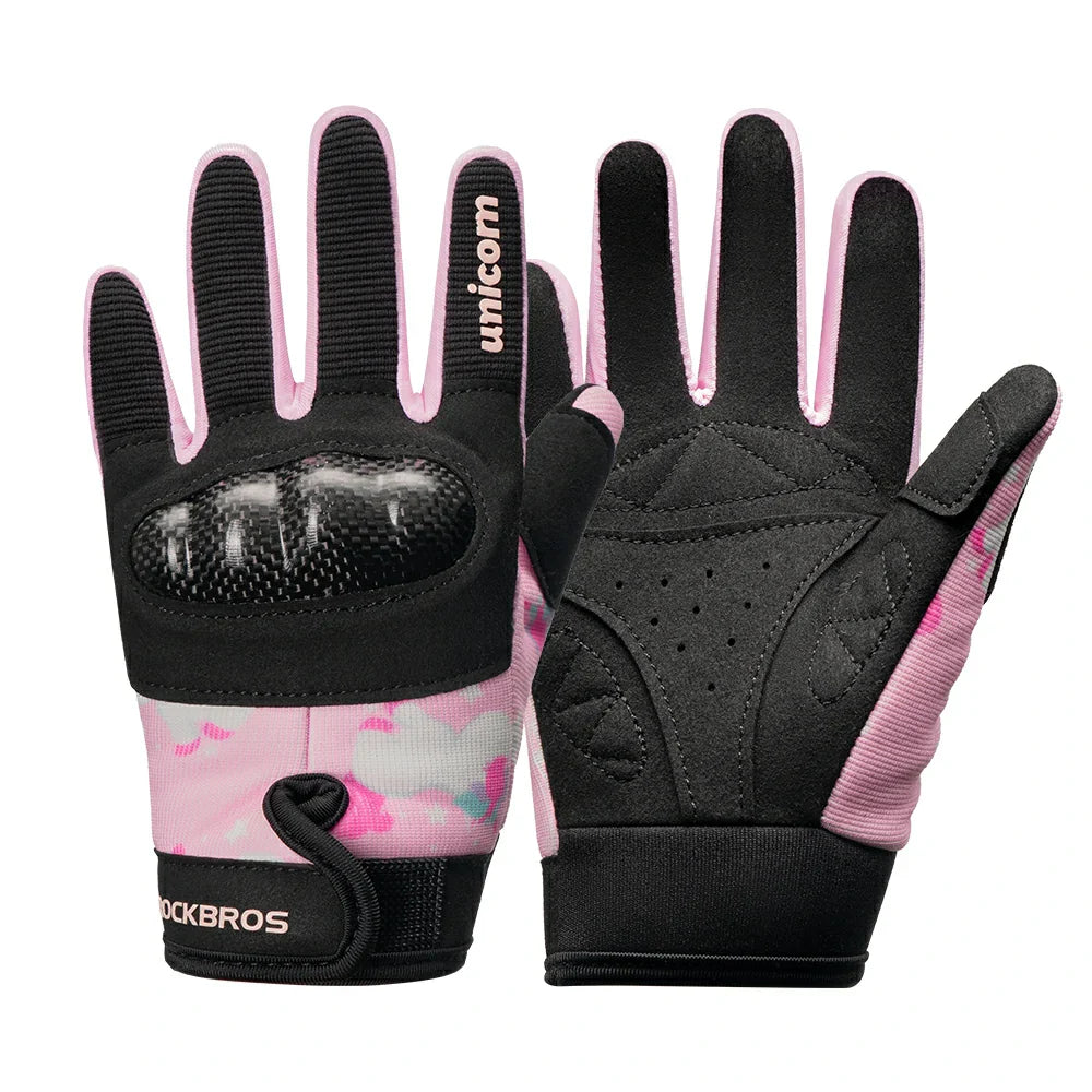 Kids Full Finger Protective Gloves with PVC Shell for Cycling and Sports, Pink / M Kids Full Finger Protective Gloves with PVC Shell for Cycling and Sports, Pink / M