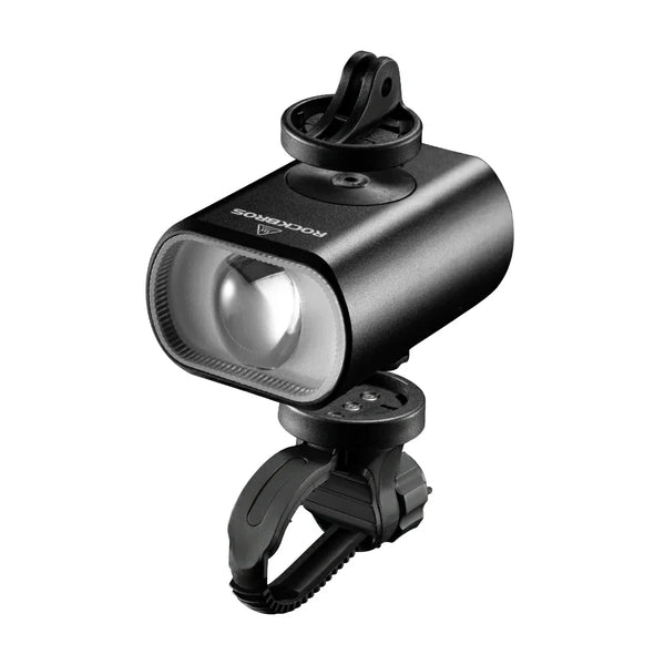 A black Rockros dome light with a clip-on mount, shown on a solid white background.