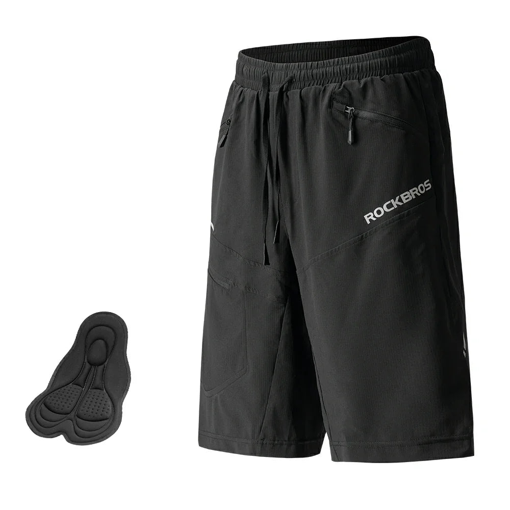 ROCKBROS men's 2-in-1 padded MTB cycling shorts