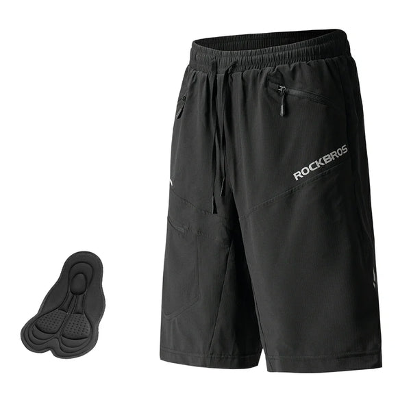 ROCKBROS men's 2-in-1 padded MTB cycling shorts