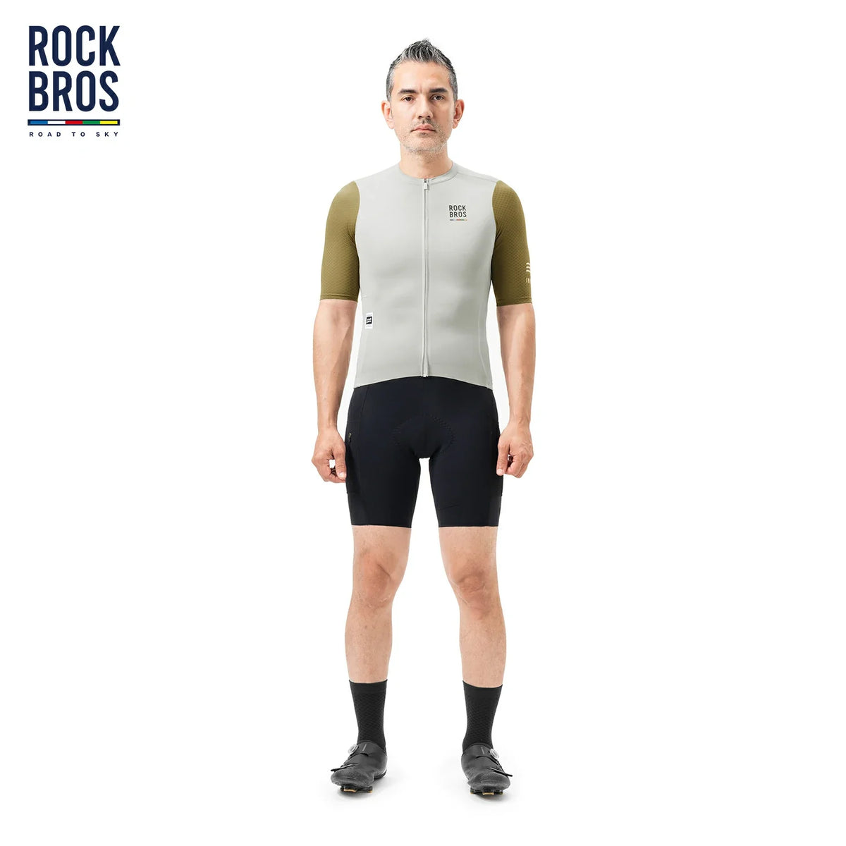 Breathable men's bike jersey for road cycling in gray #Color_Gray