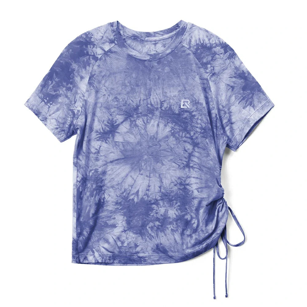 Blue and white tie-dye running T-shirt