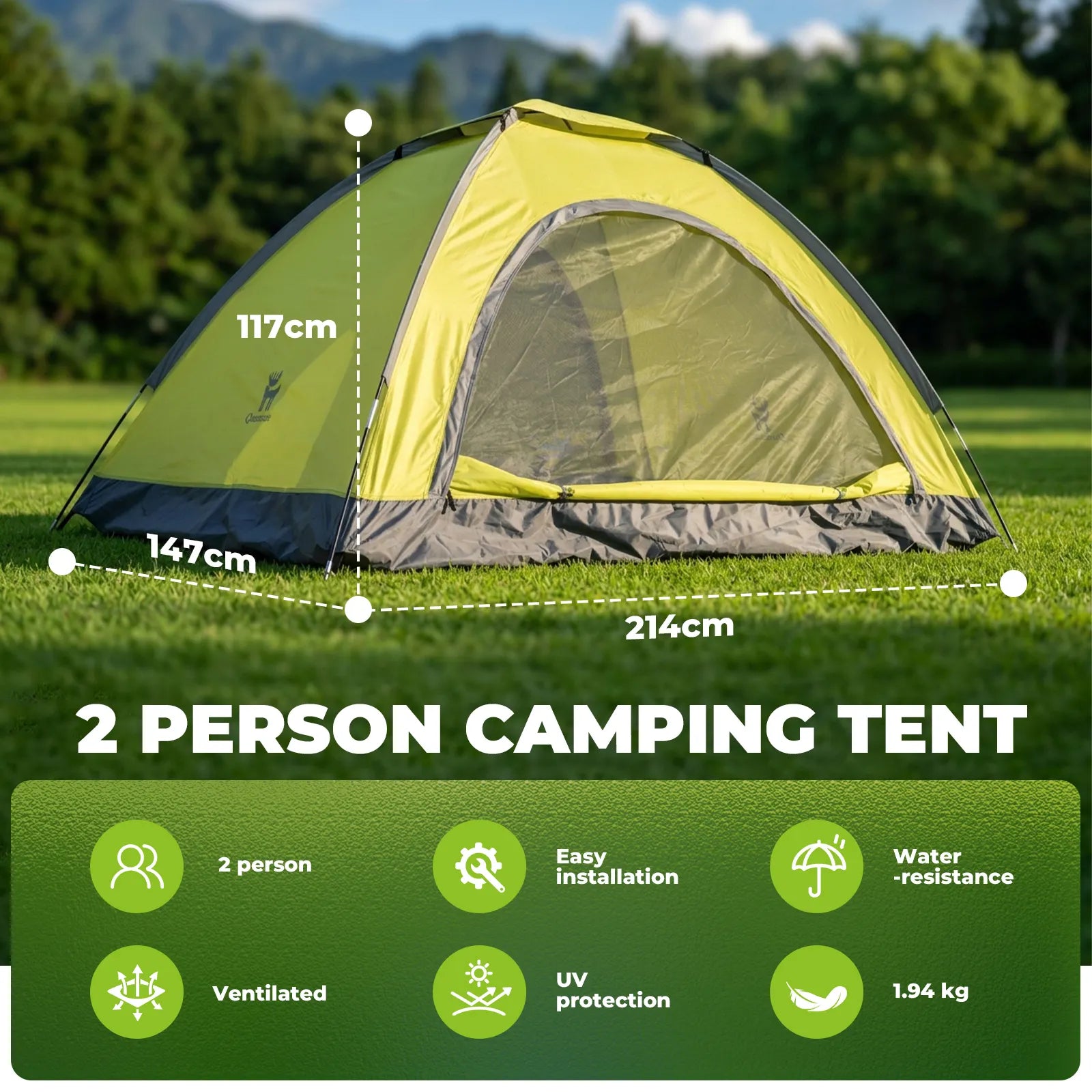 2 Person Lightweight Camping Tent UV50