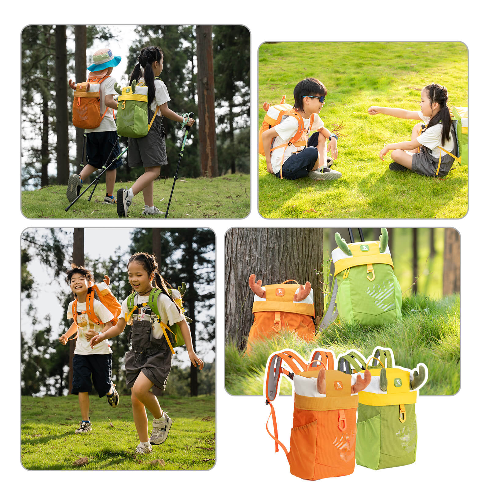 The Qunature 8L lightweight hiking backpack for children is made of water-repellent fabric and is designed specifically for children aged 4-8.
#color_green