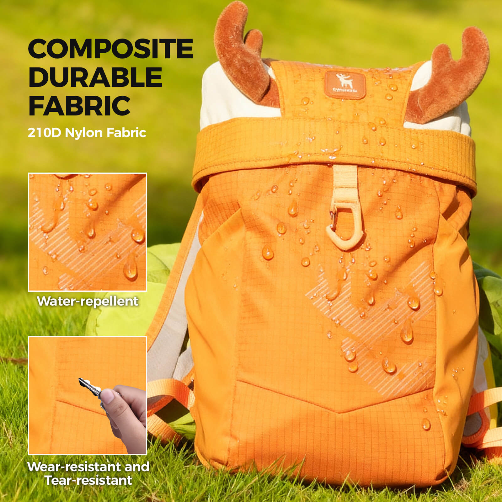 The Qunature 8L lightweight hiking backpack for children is made of water-repellent fabric and is designed specifically for children aged 4-8.
#color_orange