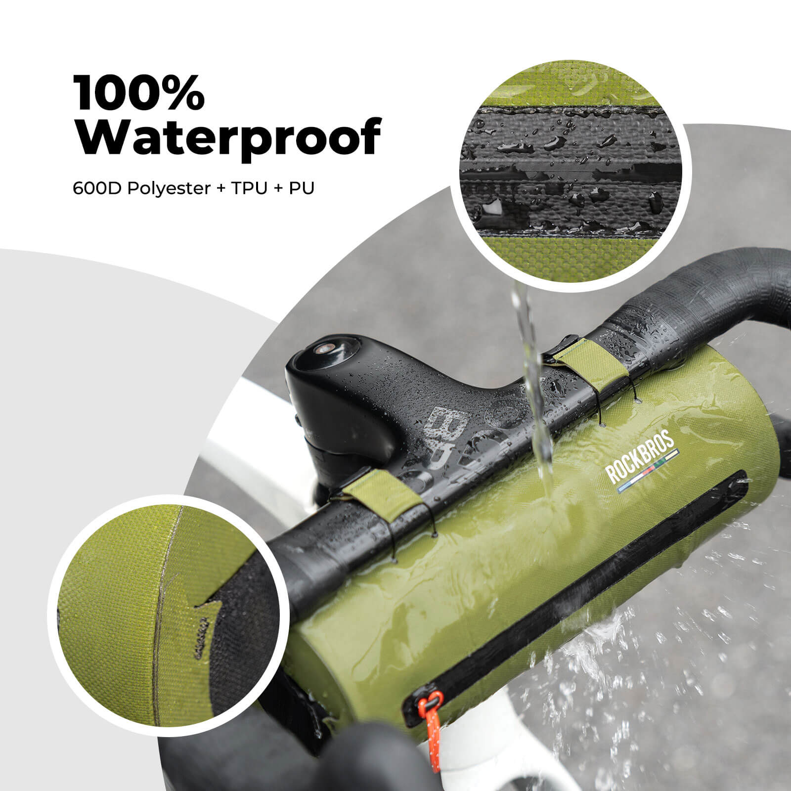 Road-to-Sky bike handlebar bag AS-144 with 2L capacity, 100% waterproof design for secure and convenient storage during all-weather cycling.