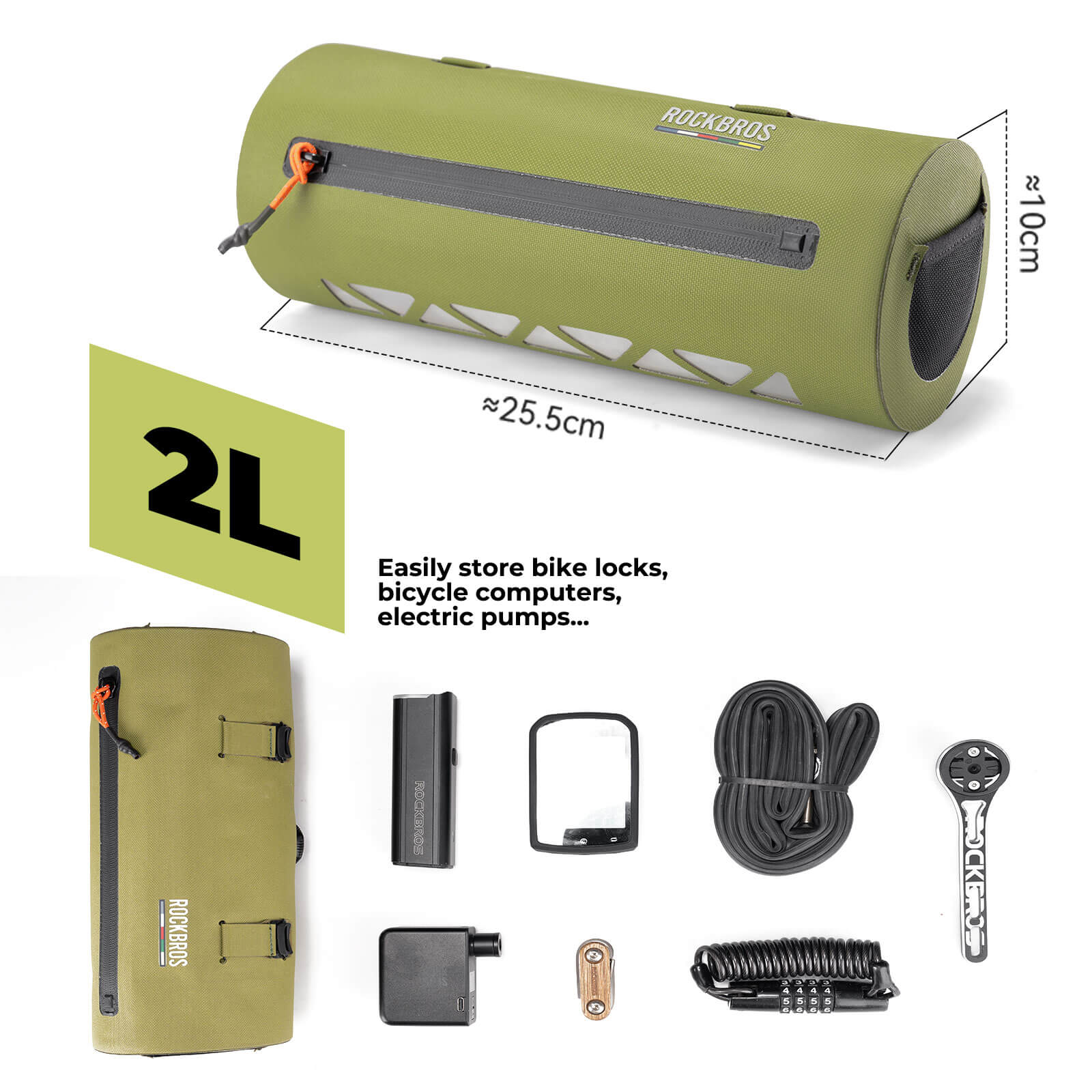 Road-to-Sky bike handlebar bag AS-144 with 2L capacity, 100% waterproof design for secure and convenient storage during all-weather cycling.