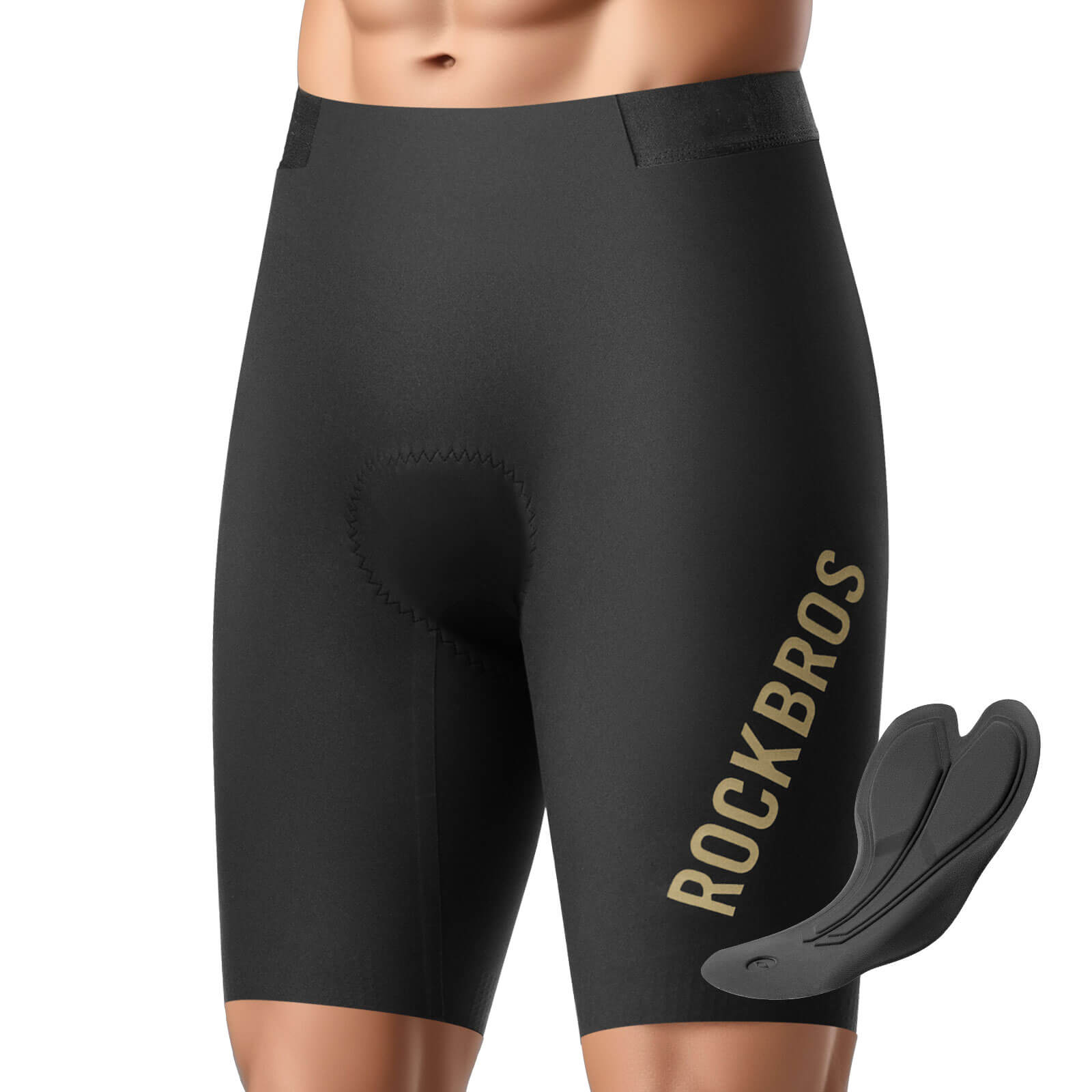 ROCKBROS men's cycling waist shorts YDDK013 featuring Elastic Interface? pads, engineered for advanced comfort and performance on long rides.