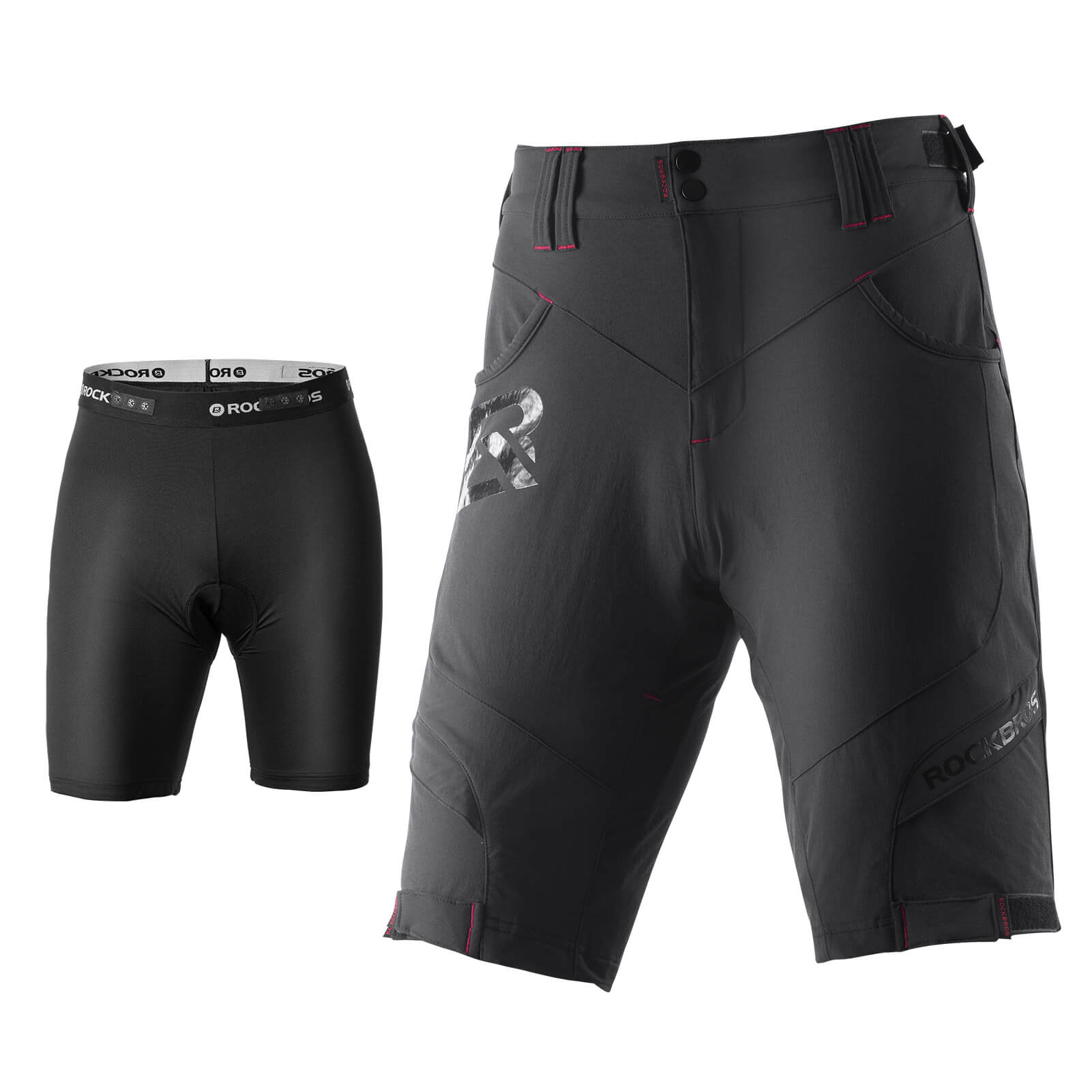 rockbros men's 4d padded cycling shorts with compression design for enhanced comfort #Color_Black