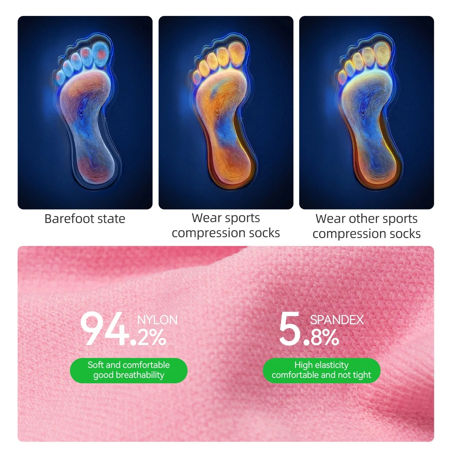ROCKBROS youth cycling compression socks with breathable mesh, antibacterial fabric, cushioned support, and secure cuffs.