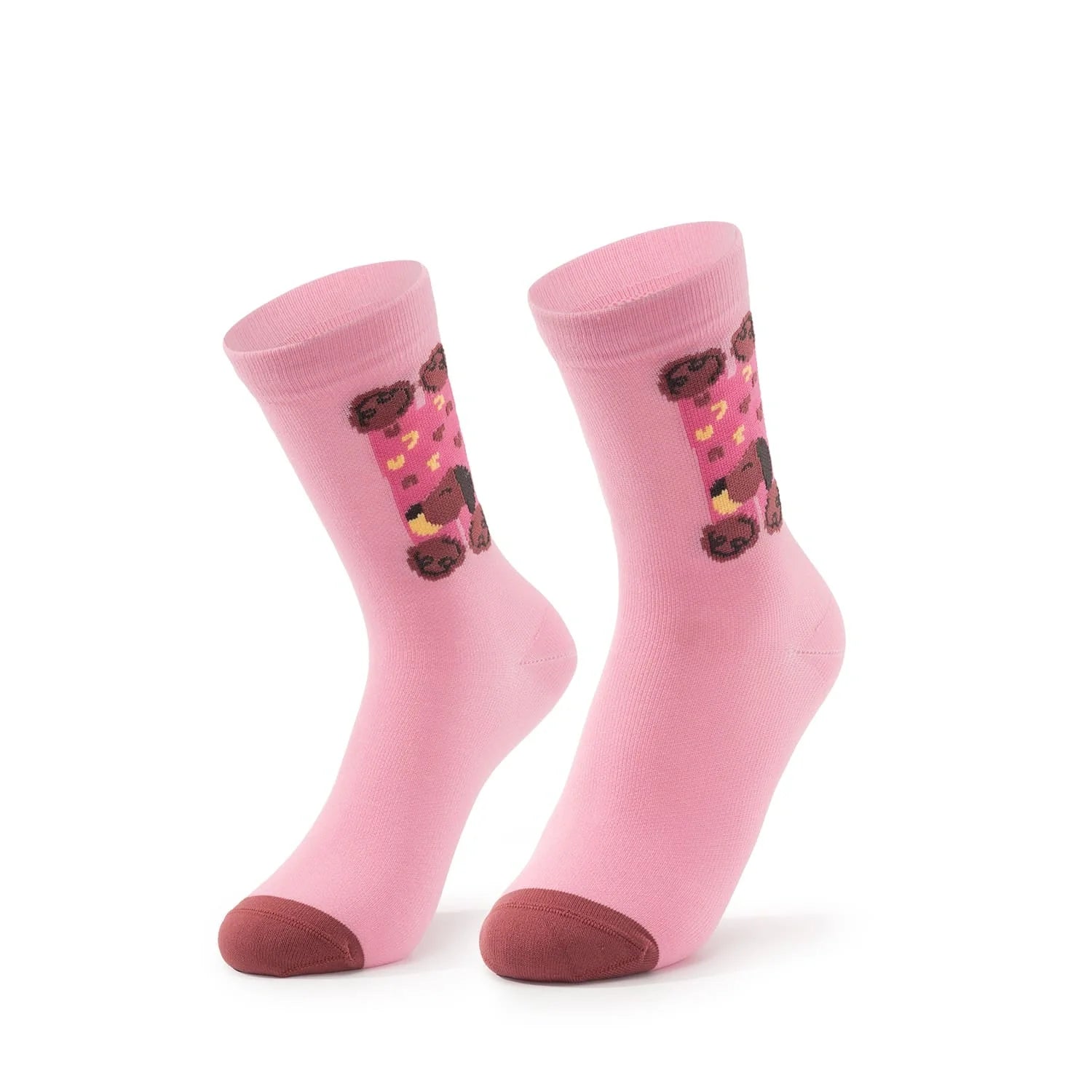 ROCKBROS youth cycling compression socks with breathable mesh, antibacterial fabric, cushioned support, and secure cuffs.
#Color_Pink