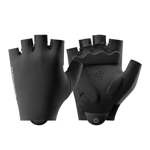 Black cycling gloves with short fingers on a white background #color_Black