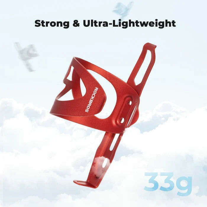 ROCKBROS Aluminum side-load bike water bottle cage with lightweight hollow design
#Color_Red