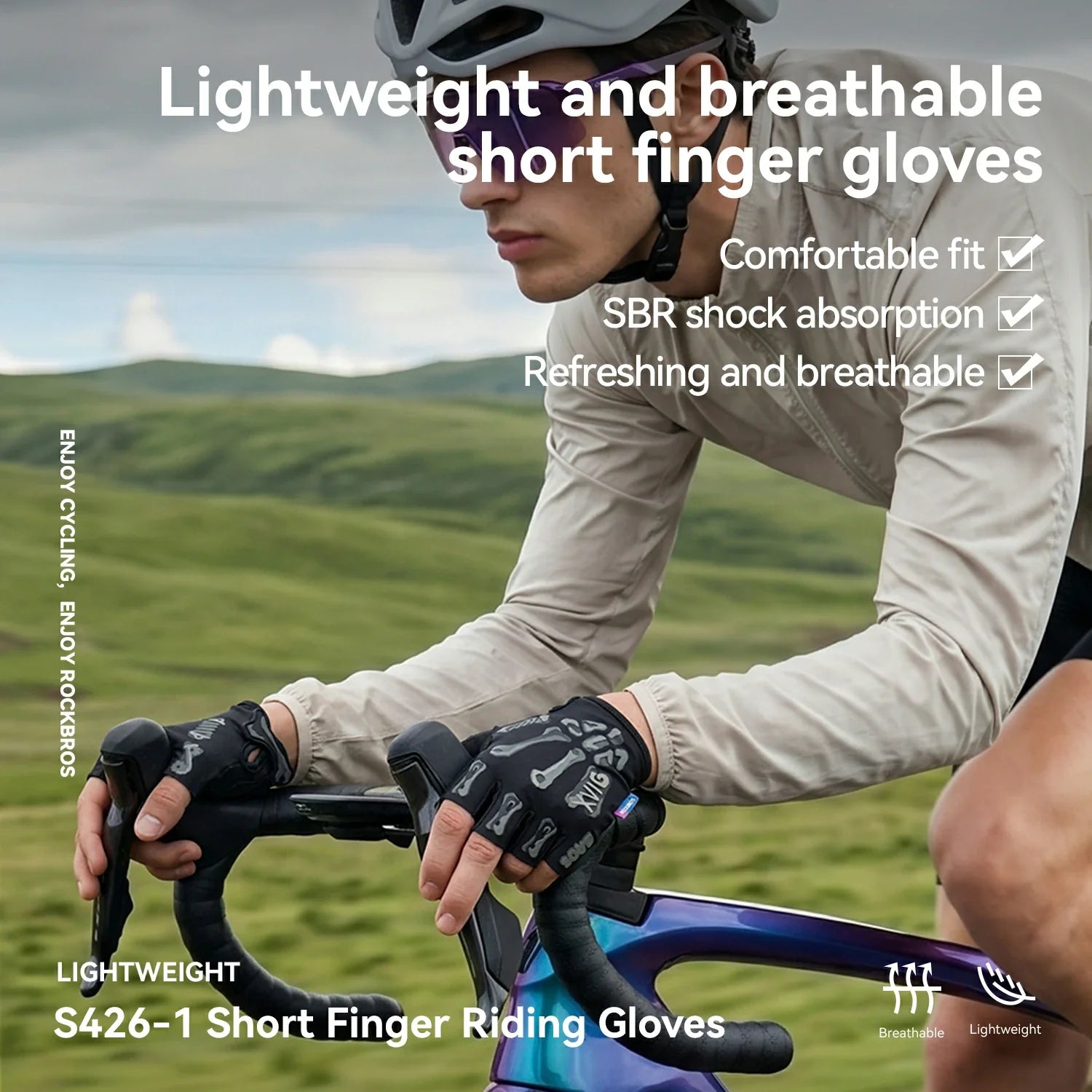 Half-Finger Bike Gloves Skeleton Fingerless