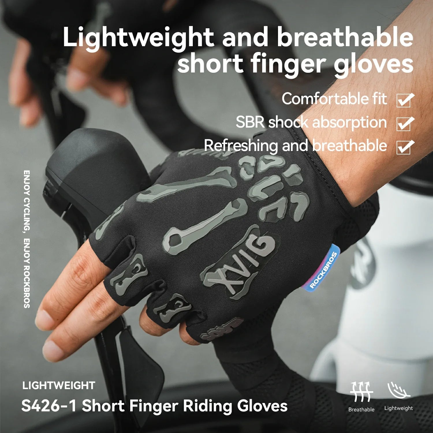 Half-Finger Bike Gloves Skeleton Fingerless
