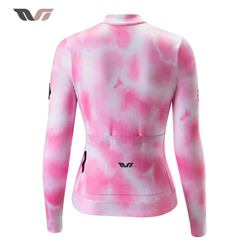 TVI Cycling Jersey Fleece Long Sleeve for 41–68 °F-Fantasy Pink