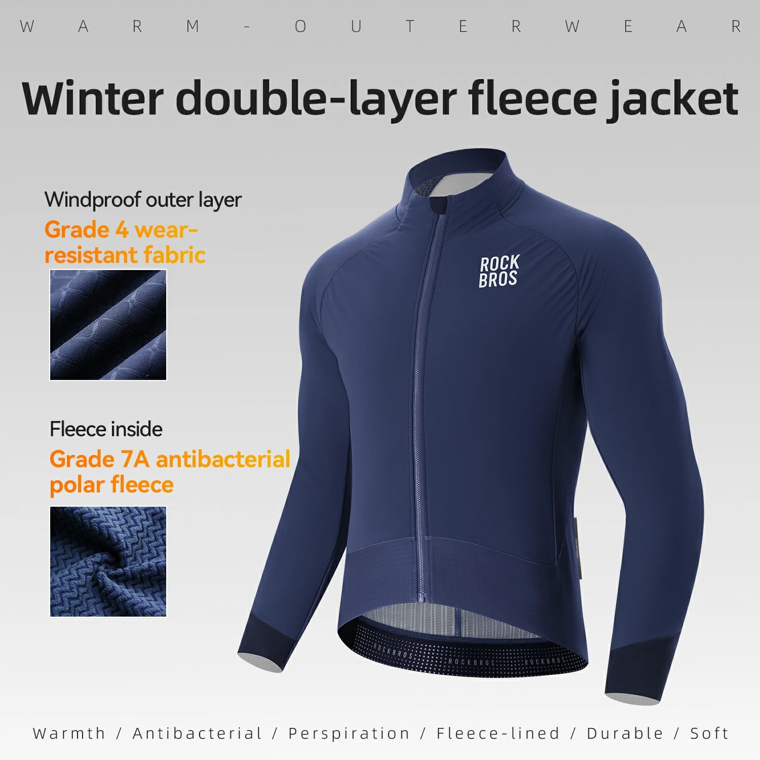 Winter Cycling Jacket Double-Layer Thermal Fleece