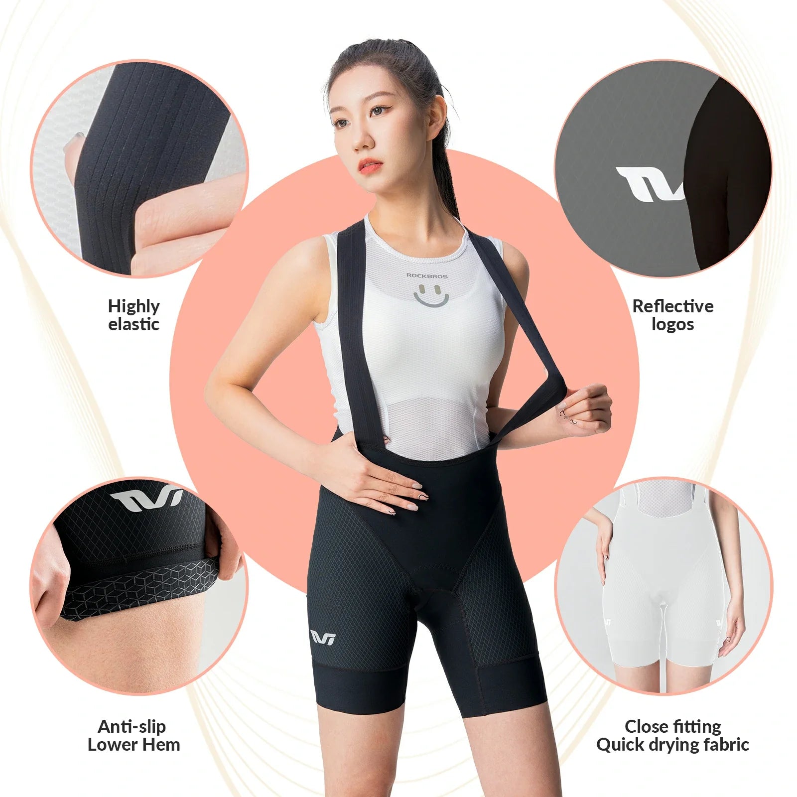 ROCKBROS women¡¯s cycling bib shorts with padded gel chamois