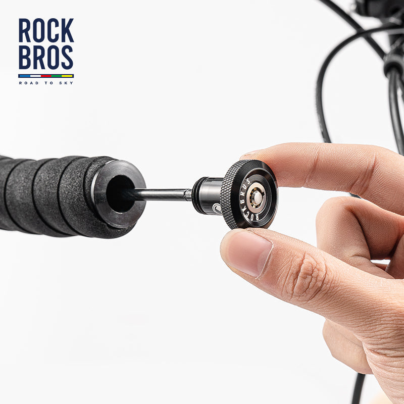 【ROAD TO SKY】ROCKBROS Bicycle Lock Hidden Handle Lock Mini Lock Bike Cable Lock Hidden in Handlebars Helmet Lock Zinc Alloy Lock Cylinder Aluminum Shell 25.6 inches for Roadbike - ROCKBROSUSA