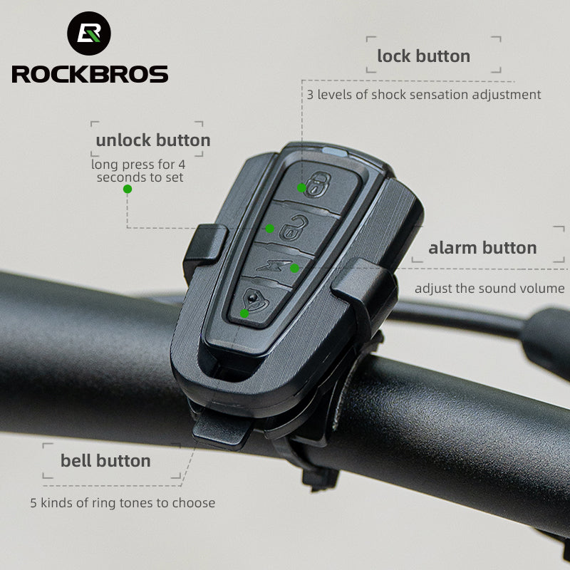 ROCKBROS Bike Alarm with Remote 115dB Wireless Anti-Theft Vibration Motorcycle Bicycle Alarm - ROCKBROSUSA
