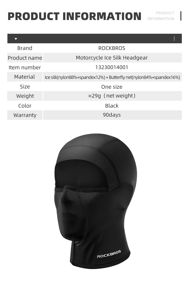 ROCKBROS Cycling Balaclava Bicycle Motorcycle Face Mask Ice Silk Headgear - ROCKBROSUSA