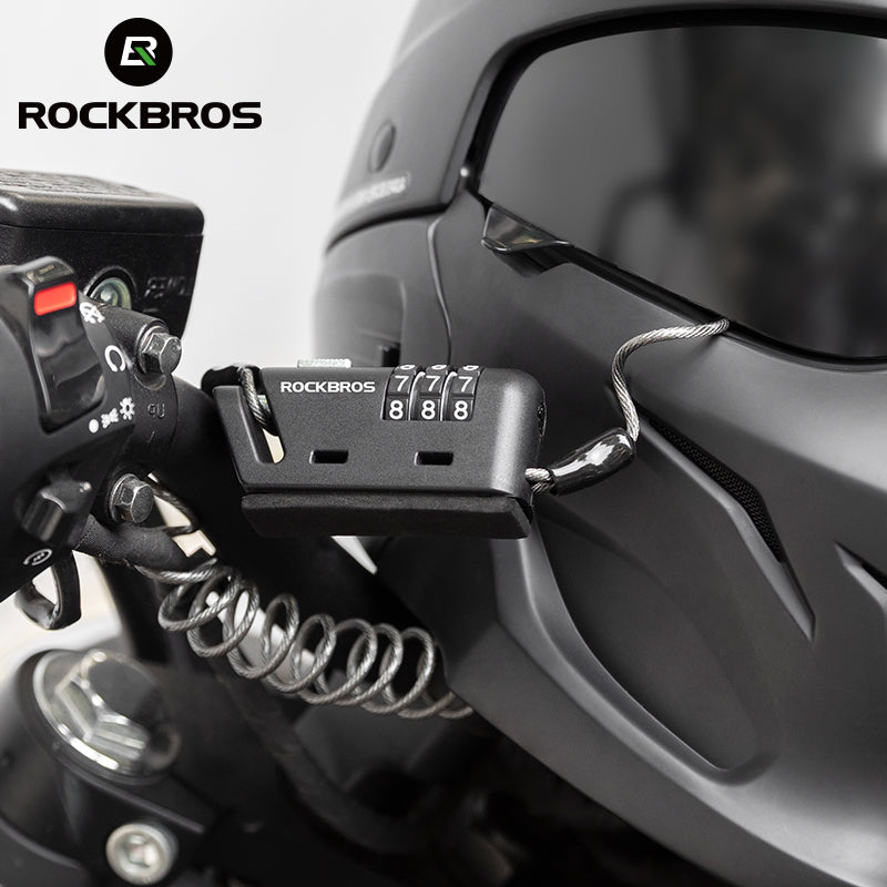 ROCKBROS 1.5M Portable Bicycle Cable Lock - Combination Helmet Lock