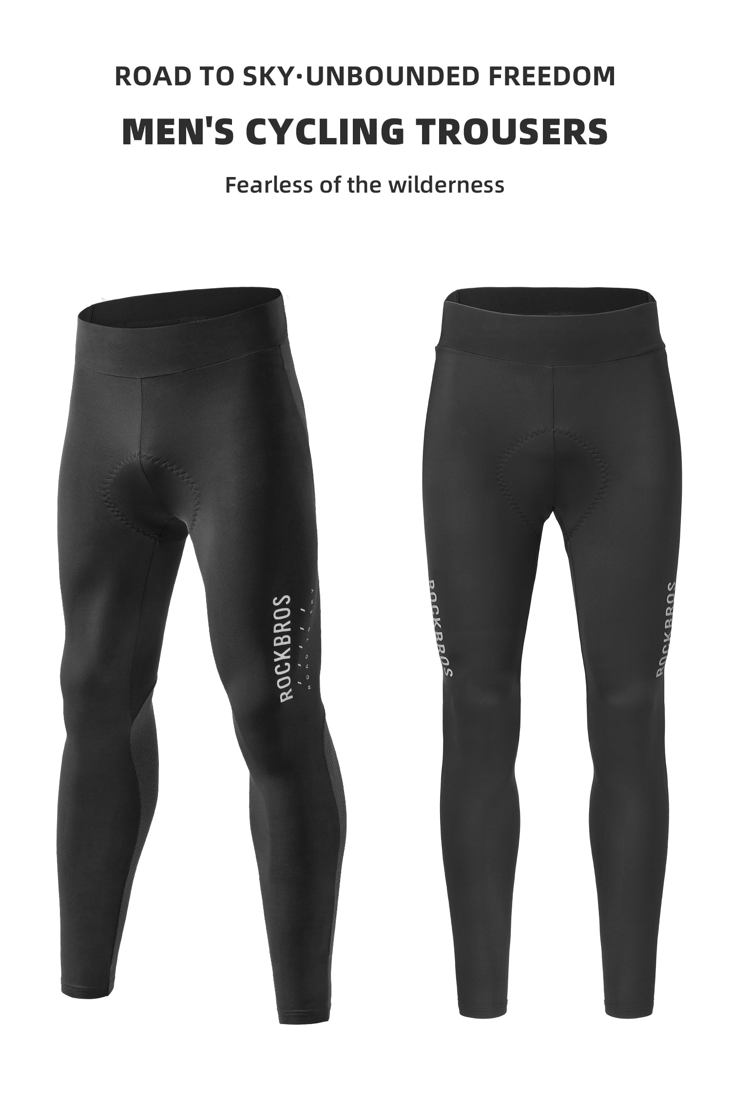 【ROAD TO SKY】by ROCKBROS Men's Cycling Tights in Black