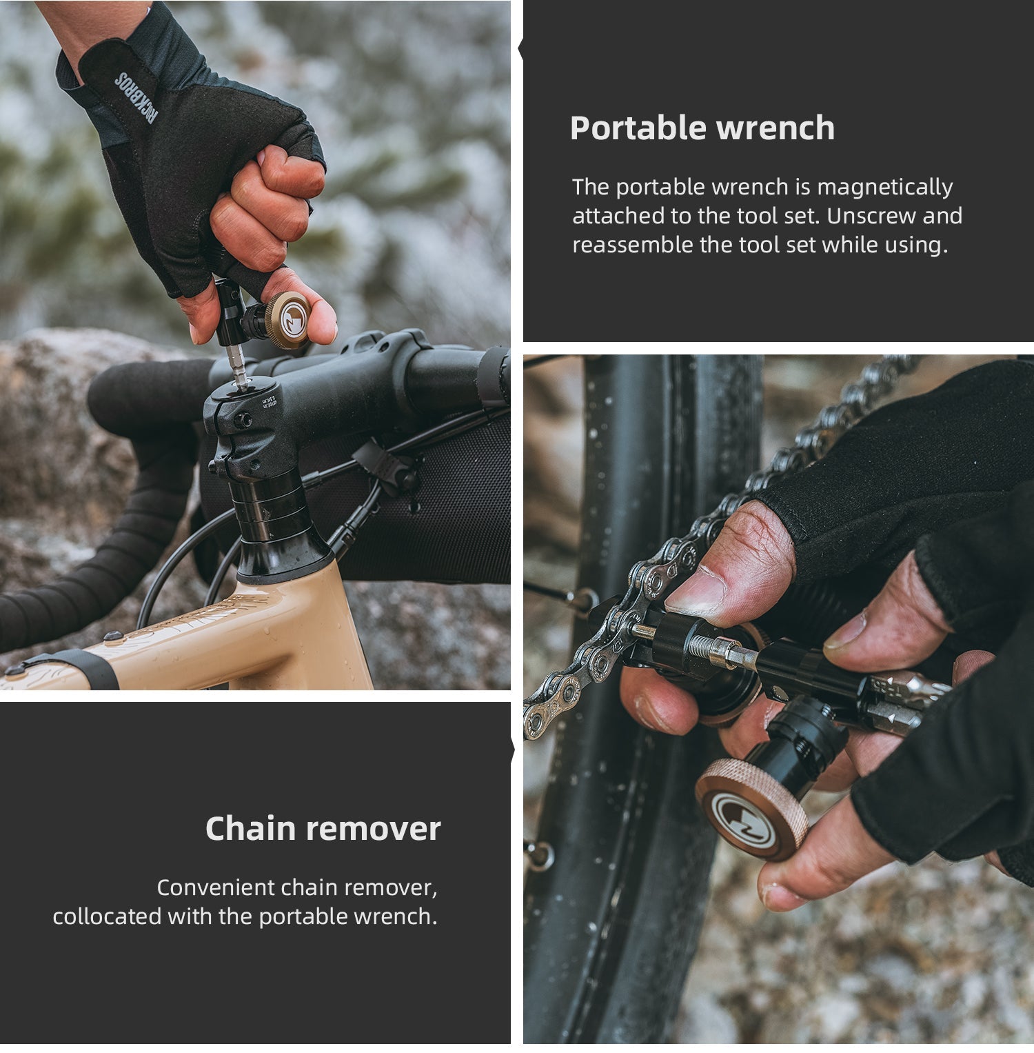 【ROAD TO SKY&VIVK】by ROCKBROS and VIVK Compact Multi-Use Bike Tool Set - Fits in Handlebars