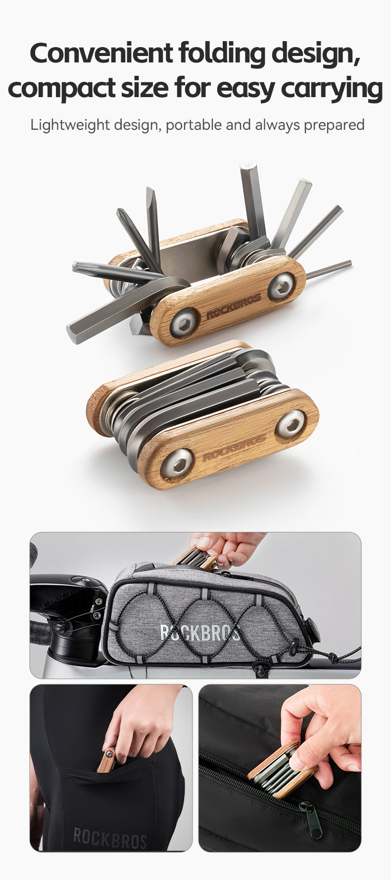 ROCKBROS 8-in-1 Multifunctional Portable Wooden Tool - ROCKBROSUSA