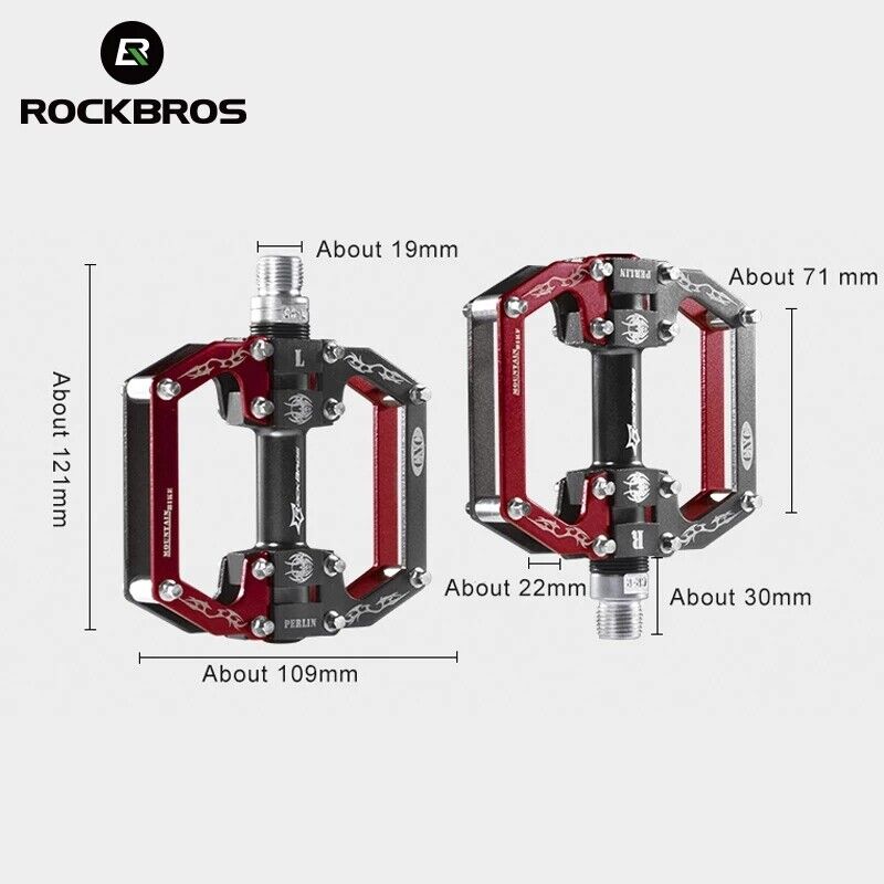 ROCKBROS Flat BMX Bike Pedals in Various Colours (Pair)