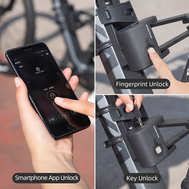 ROCKBROS Smart Bluetooth Fingerprint Folding Bike Lock - Waterproof, Anti-Theft