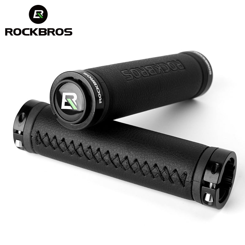 ROCKBROS Microfiber Leather Bike Grips with Aluminum Lock