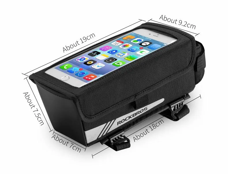 ROCKBROS Bicycle Phone Bag 1.3L 6.2in Magnetic Frame Bag Bike Pouch - ROCKBROSUSA
