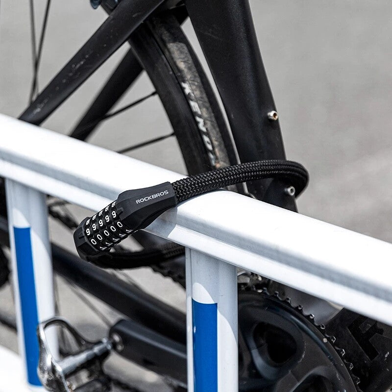 ROCKBROS Motorcycle Bicycle Lock Zinc Alloy Thicken Anti-theft Password Lock Cylinder Elasticity ABS Lock Chain Lock - ROCKBROSUSA