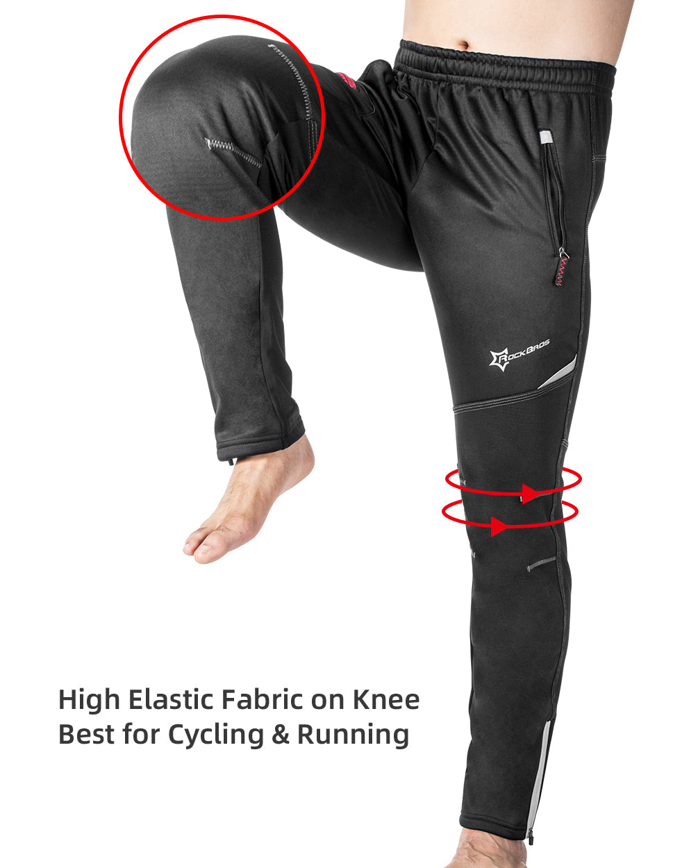 ROCKBROS Windproof Thermal Fleece Winter Athletic Bike Pants