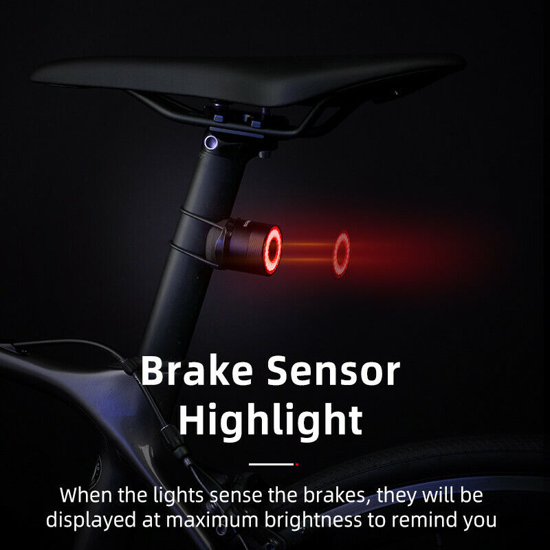 ROCKBROS Bicycle LED Taillight – Smart Auto Brake Sensing, Rechargeable Rear Light Q2