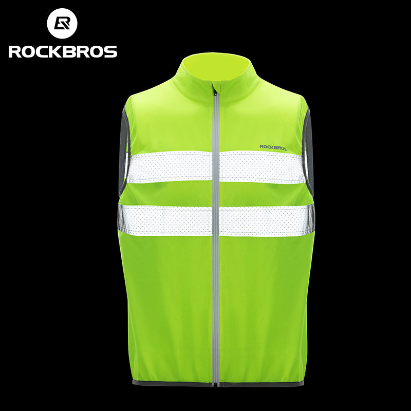 Rockbros Cycling Jacket Unisex Reflective Vest Breathable Night Running Vest Cycling Safety Warning