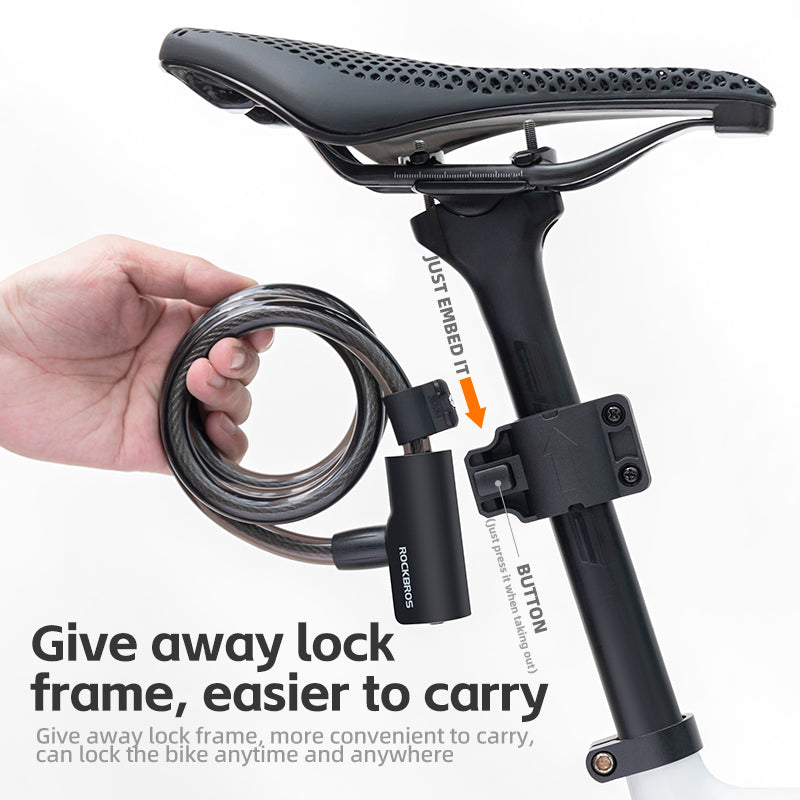 ROCKBROS Steel Cable Bike Lock - Anti-theft, Portable, Waterproof