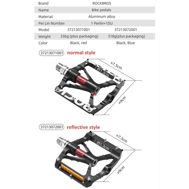 ROCKBROS Lightweight Flat Bike Pedals in Various Colours (Pair)