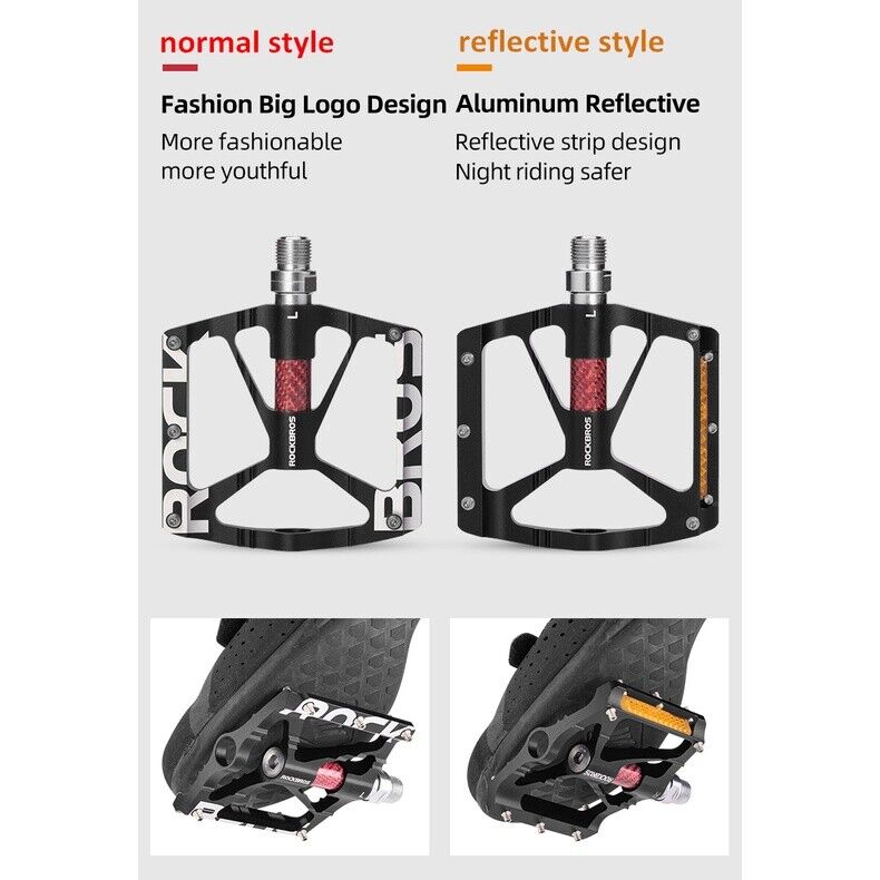 ROCKBROS Lightweight Flat Bike Pedals in Various Colours (Pair)